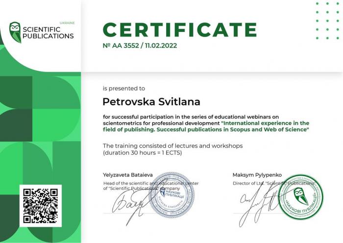 Участь у циклі вебінарів з наукометрії
