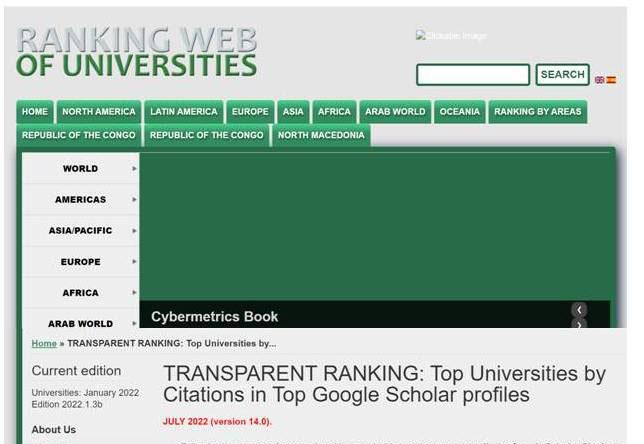 ХНУВС у рейтингу цитування ЗВО у Google Scholar від WEBOMETRICS