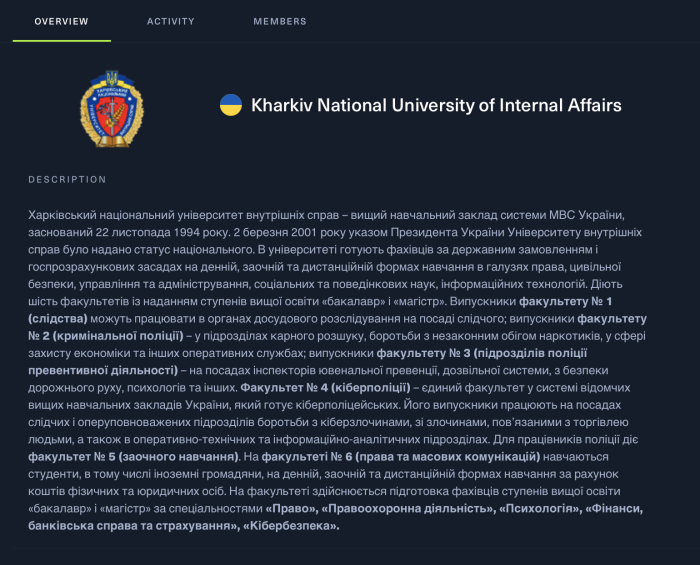 Харківський національний університет внутрішніх справ входить до десятки лідерів на платформі Hack The Box