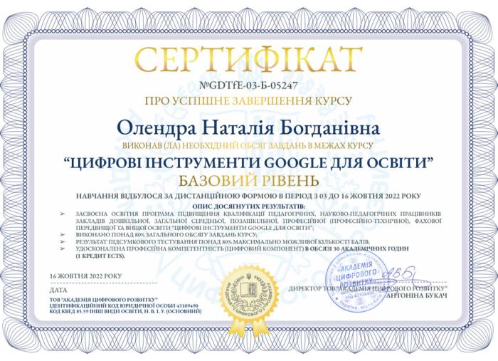 Підвищення ефективності освітнього процесу за допомогою цифрових інструментів GOOGLE 