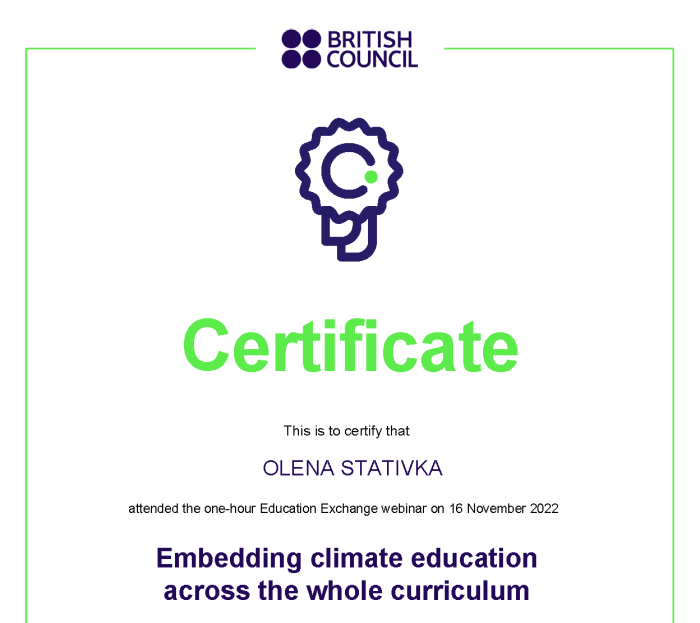 Участь у міжнародному вебінарі з освіти для сталого розвитку