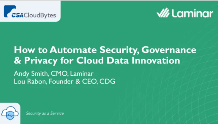 Участь у вебінарі «Як автоматизувати безпеку, управління та конфіденційність для інновацій у хмарних даних»