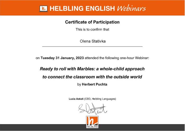 Участь у вебінарі з використання інноваційних підручників