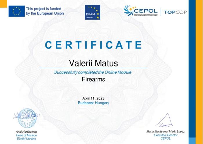 Участь в онлайн-модулі «Вогнепальна зброя»