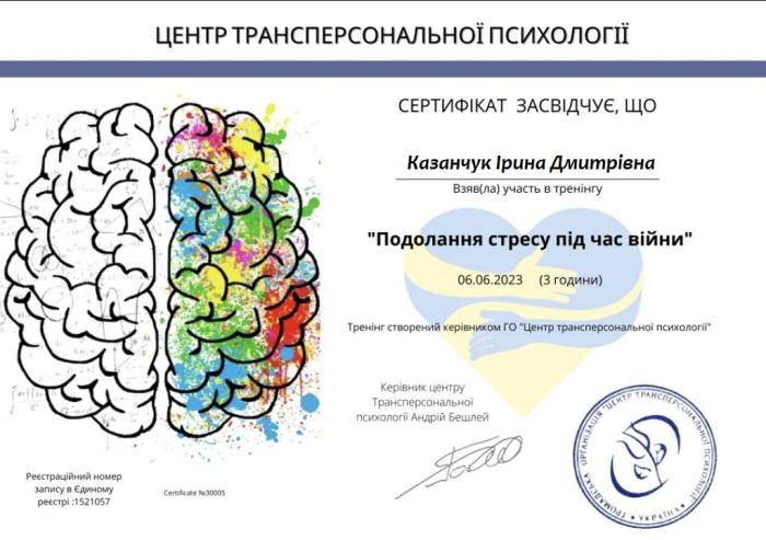 Участь в онлайн-семінарі з питань психологічної стресостійкості
