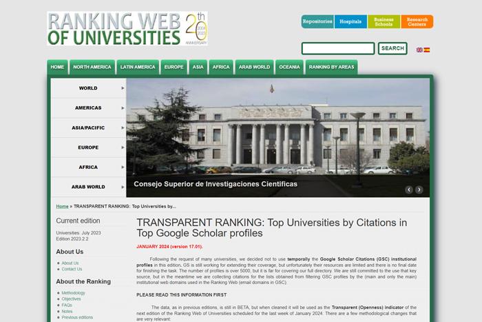 Опубліковано рейтинг прозорості Webometrics