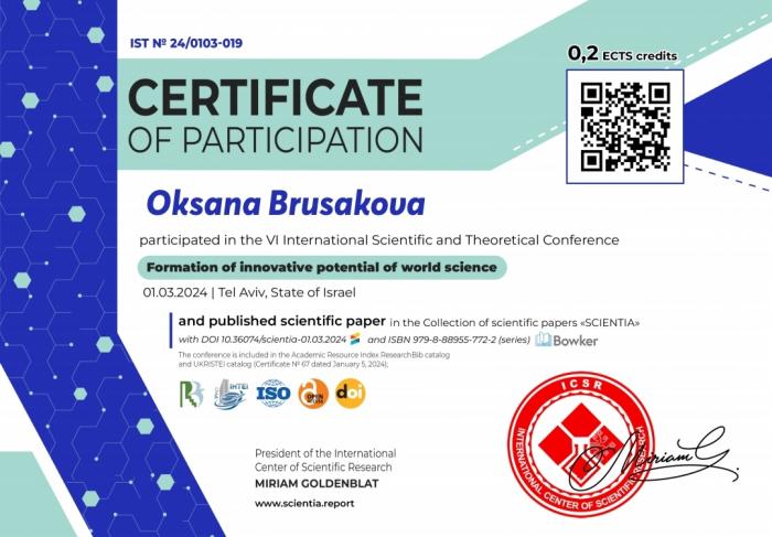 Участь у Міжнародній науково-теоретичній конференції в Тель-Авіві