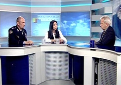 Заступник Міністра внутрішніх справ України Тетяна Ковальчук та ректор ХНУВС Валерій Сокуренко в студії програми «Насправді»