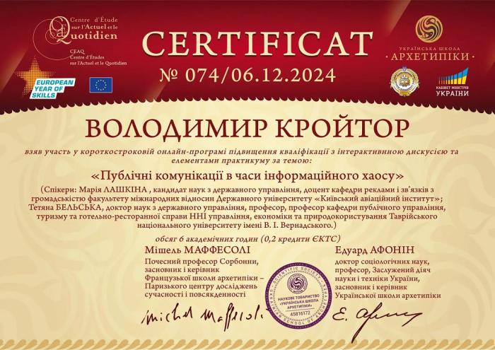 Участь у короткостроковій онлайн-програмі підвищення кваліфікації