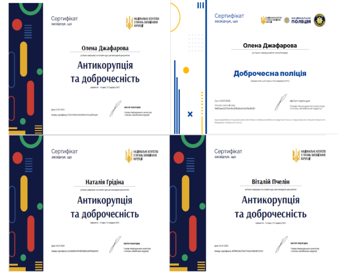 Опанування курсу «Антикорупція та доброчесність»
