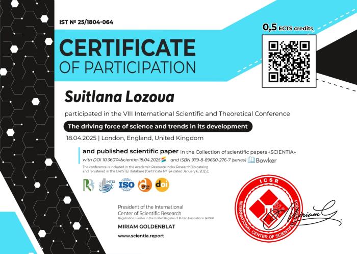 Участь у Міжнародній науково-теоретичній конференції в Лондоні