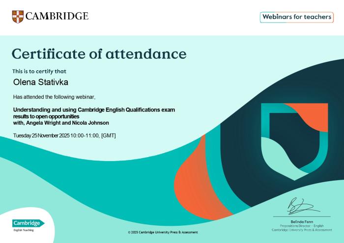 Іспити Cambridge English Qualifications – нові можливості розвитку практичних мовних навичок для реального життя