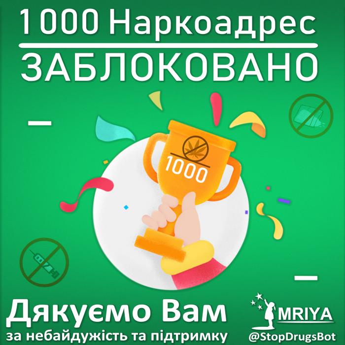 Користувачі чат-боту «СтопНаркотик» допомогли заблокувати 1000 інтернет-адрес «наркокрамниць»