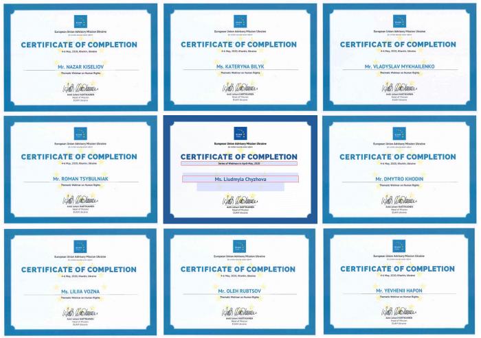 Активних учасників вебінарів відзначено сертифікатами