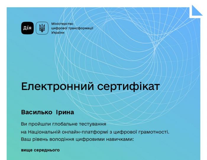 Доцентка кафедри правового забезпечення господарської діяльності факультету № 6 пройшла тестування з цифрової грамотності