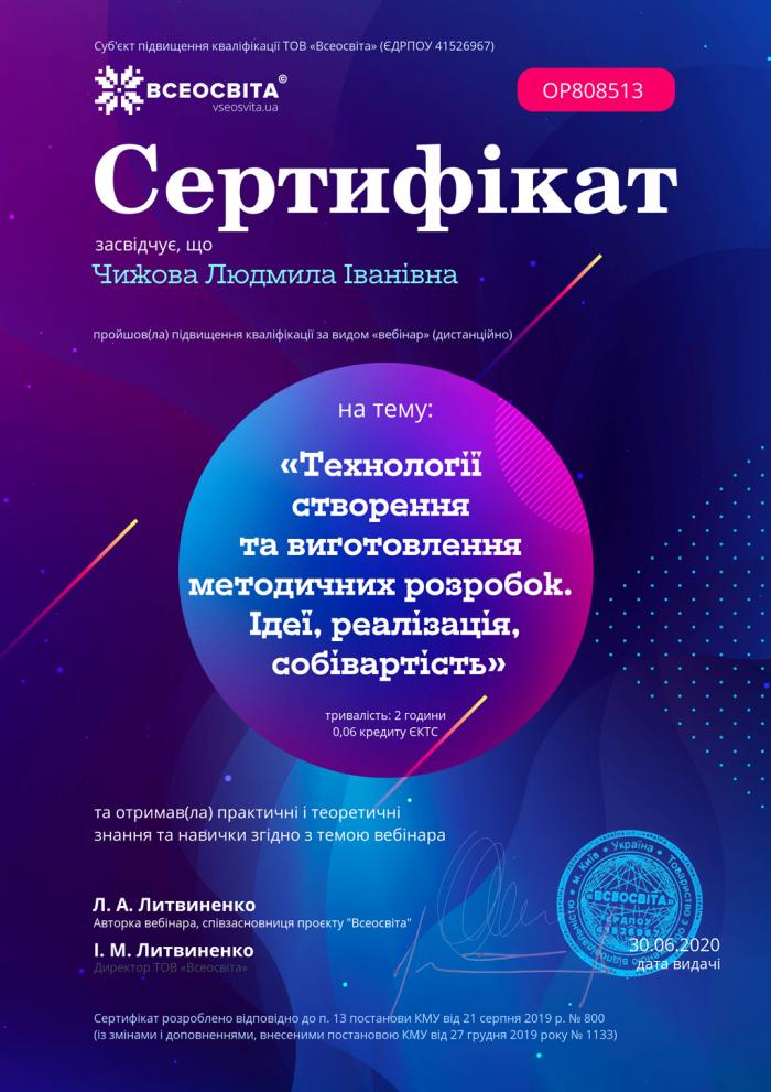 Технології створення та виготовлення методичних розробок. Ідеї, реалізація, собівартість