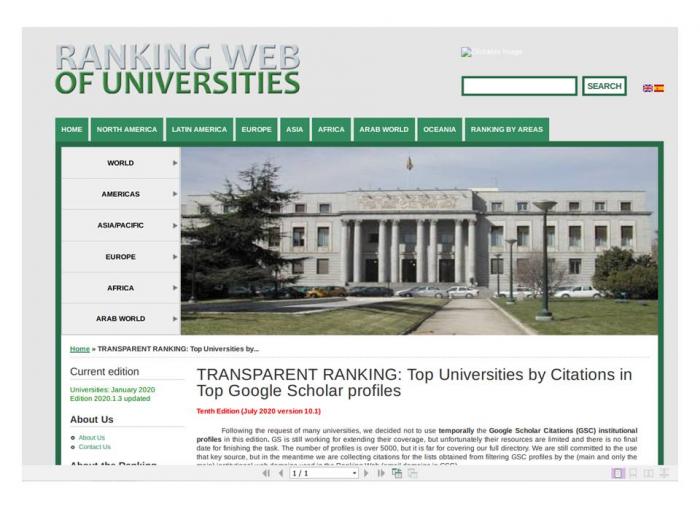 Kharkiv National University of Internal Affairs in the rating of Top Universities by Citations in Top Google Scholar profiles (July 2020)