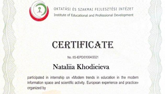 International scientific and pedagogical internship