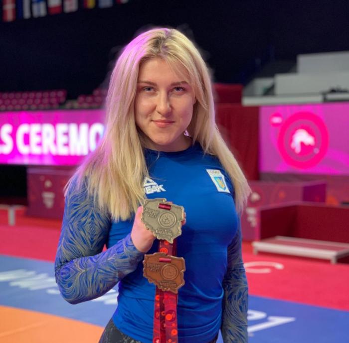 University cadet Kateryna Shakalova won two gold medals at the European Grappling Championship